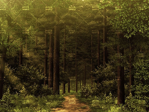 森の小径・山道(夕方) - 自然02 | 背景素材店みにくる