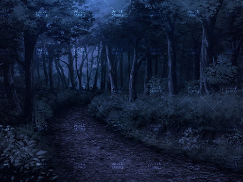 森の小道(夜) - 田舎編01 | 背景素材店みにくる