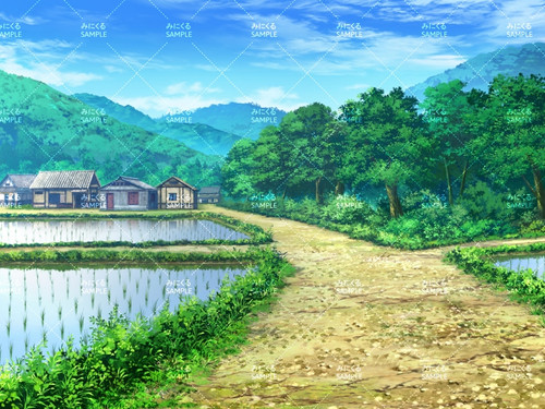 田舎の田んぼ道(昼) - 田舎編01 | 背景素材店みにくる