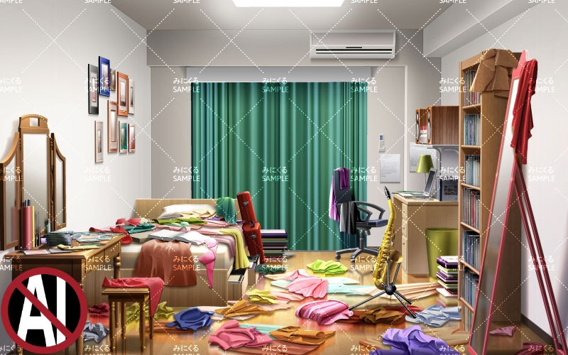 散らかった部屋(夜) - 寮編01