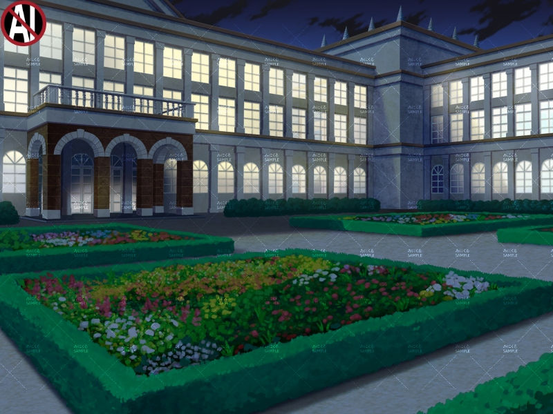 令嬢の住む豪邸外観①(夜) - お屋敷編010203