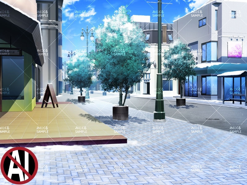 オシャレな商店街(雪2)文字あり - 日常編20
