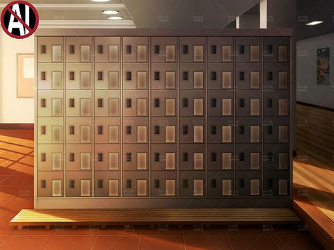下駄箱①(夕方03) - 学園編11下駄箱 | 背景素材店みにくる