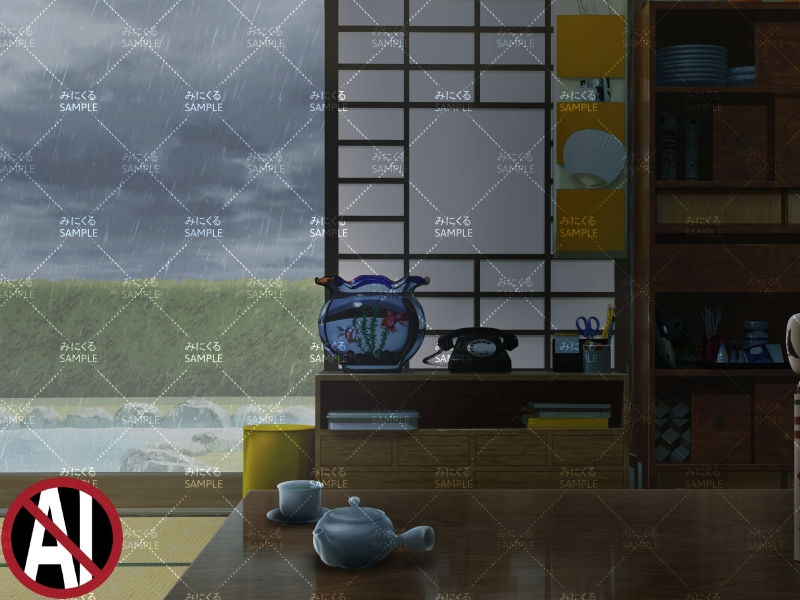 おばあちゃん家の部屋④+小物02(雨) - お部屋編01