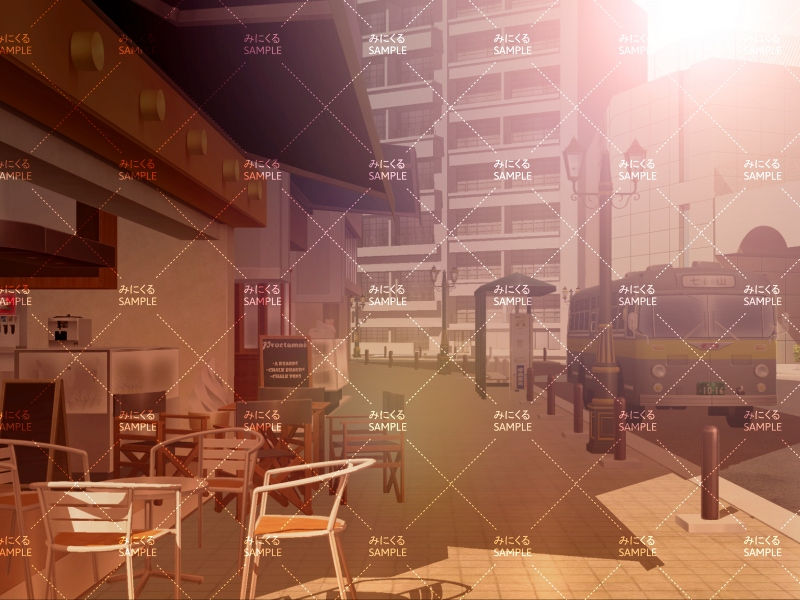 街並み①カフェエリア_文字あり(夕方) - 日常編07+α