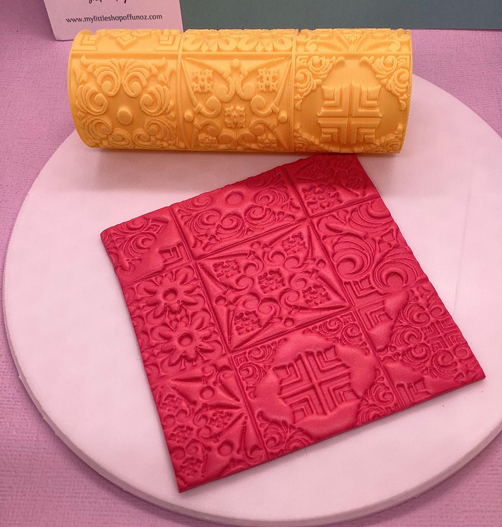 Square Mosaic Pattern Texture Roller Polymer Clay Craft Embossing Imprint Tool