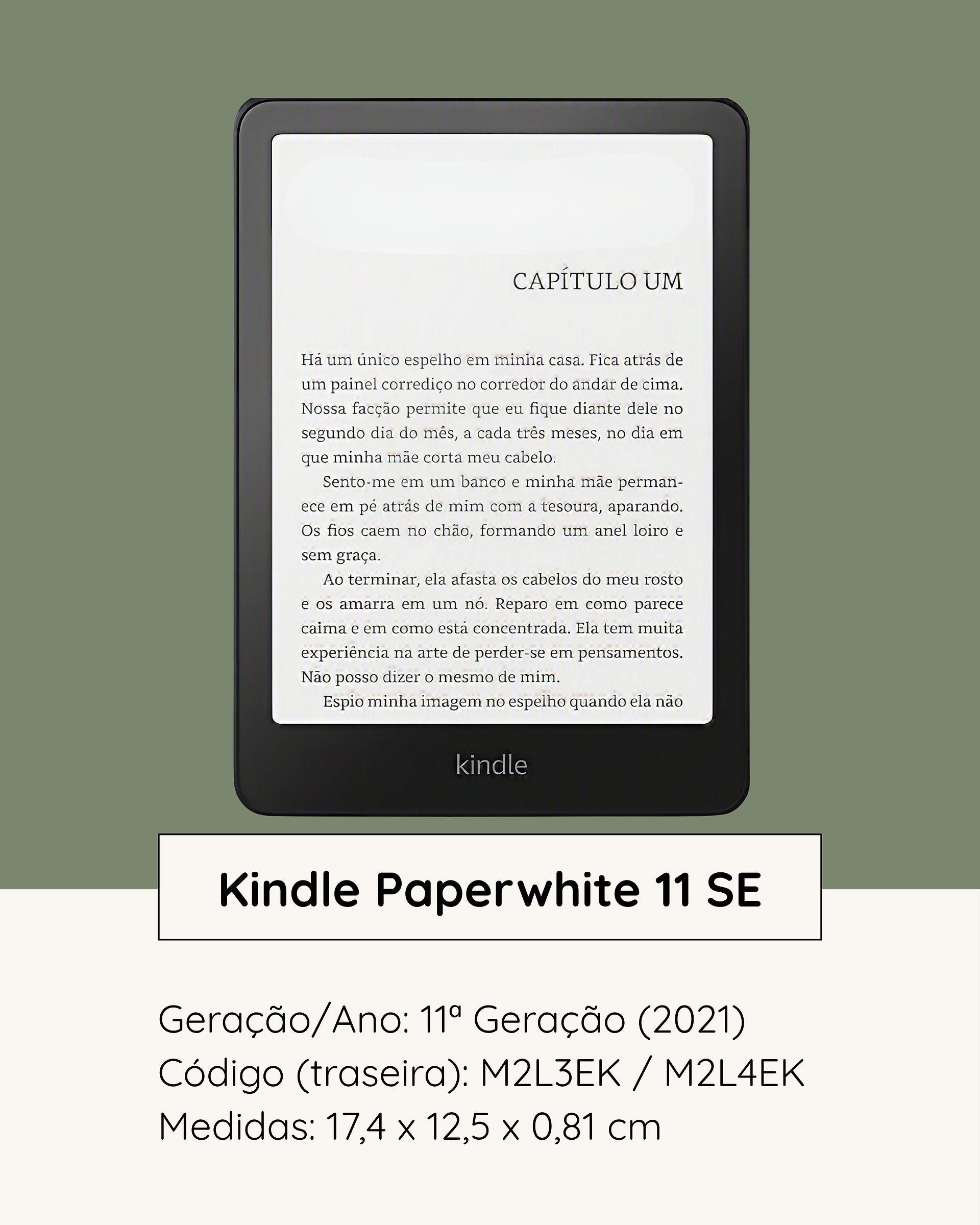 Imagens e medidas do Kindle Paperwhite 11 SE