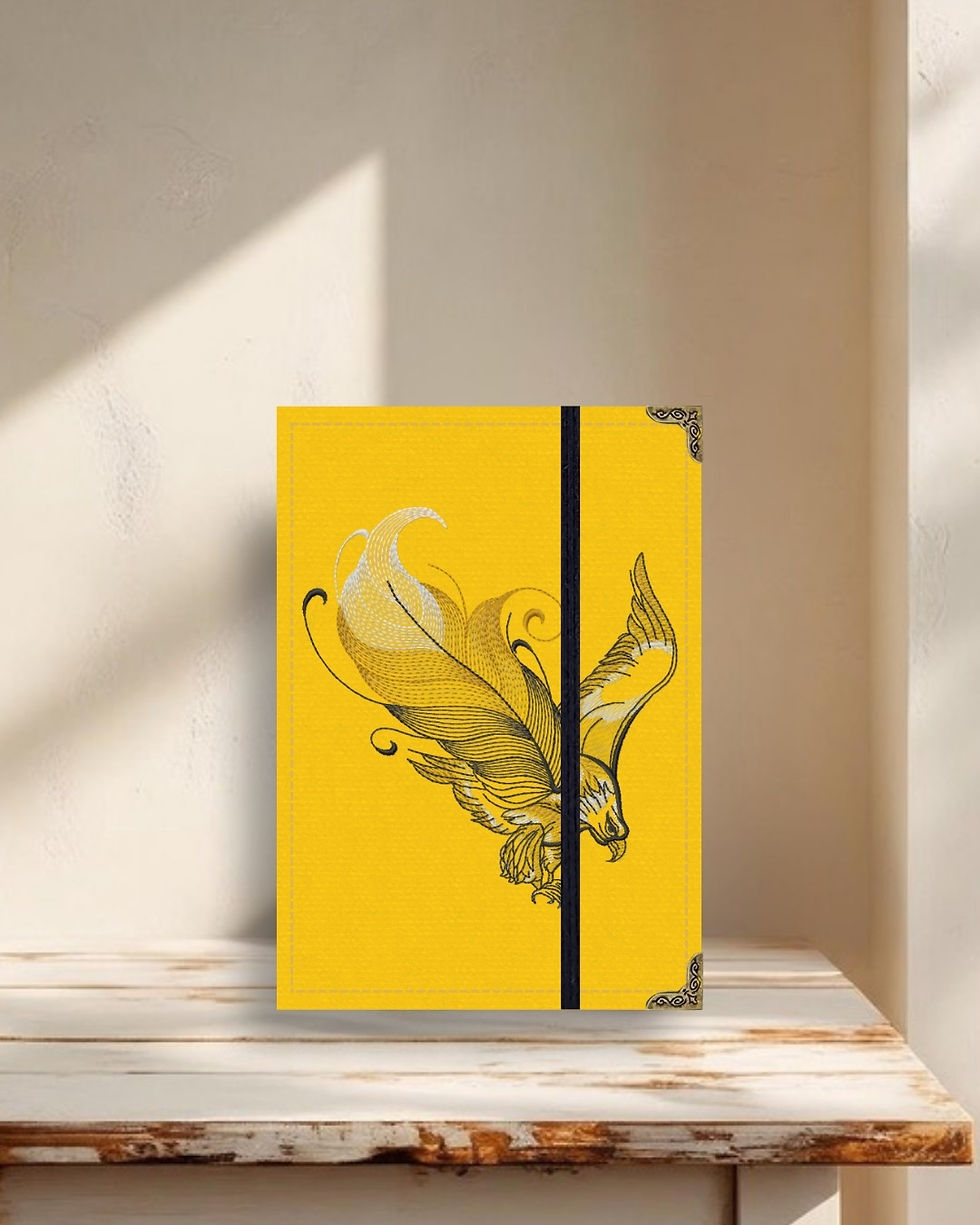 Miniatura: Capa Kindle em tecido estruturado águia fundo amarelo ouro