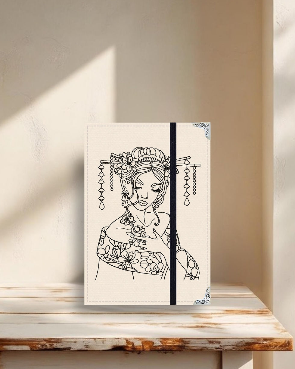 Miniatura: Capa para Kindle em tecido estruturado gueixa fundo palha