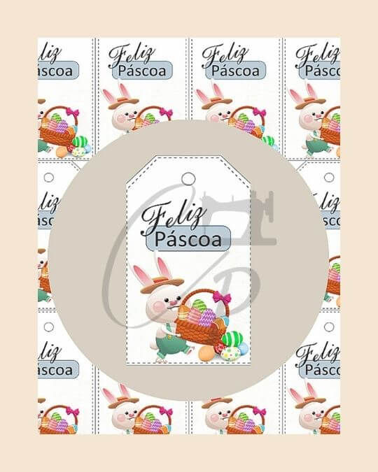 Miniatura: Arquivo digital com várias unidades de Tags Feliz Páscoa em PDF para imprimir em tamanho real, designs temáticos