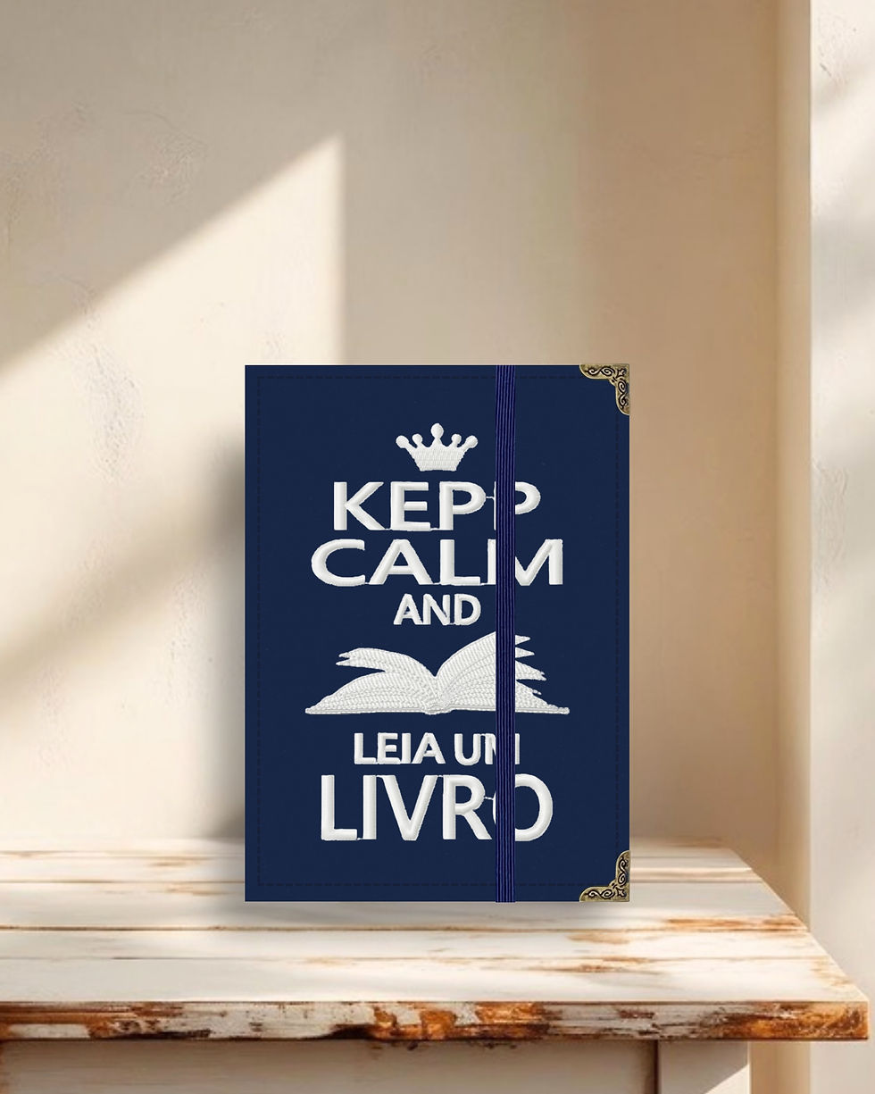 Miniatura: Capa para Kindle em tecido estruturado Keep Calm fundo azul marinho