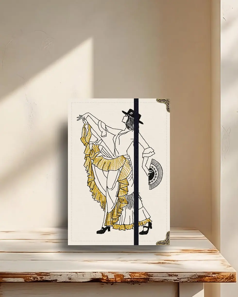 Miniatura: Capa para Kindle bordada dançarina flamenco.