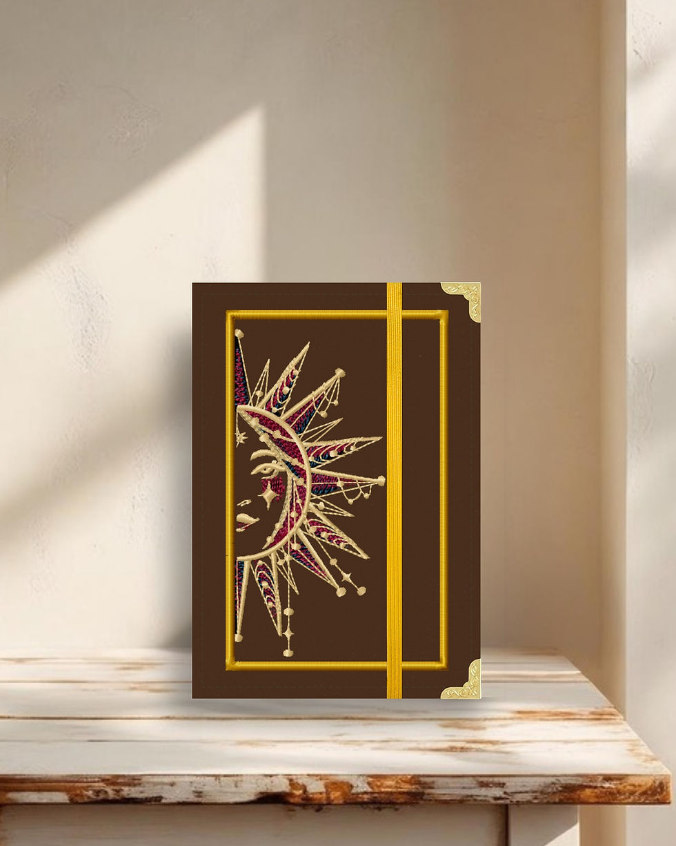 Miniatura: Capa para Kindle em tecido estruturado Mulher Sol fundo marrom chocolate