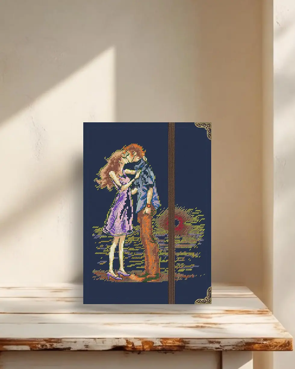 Miniatura: Capa Kindle com bordado de casal de enamorados.