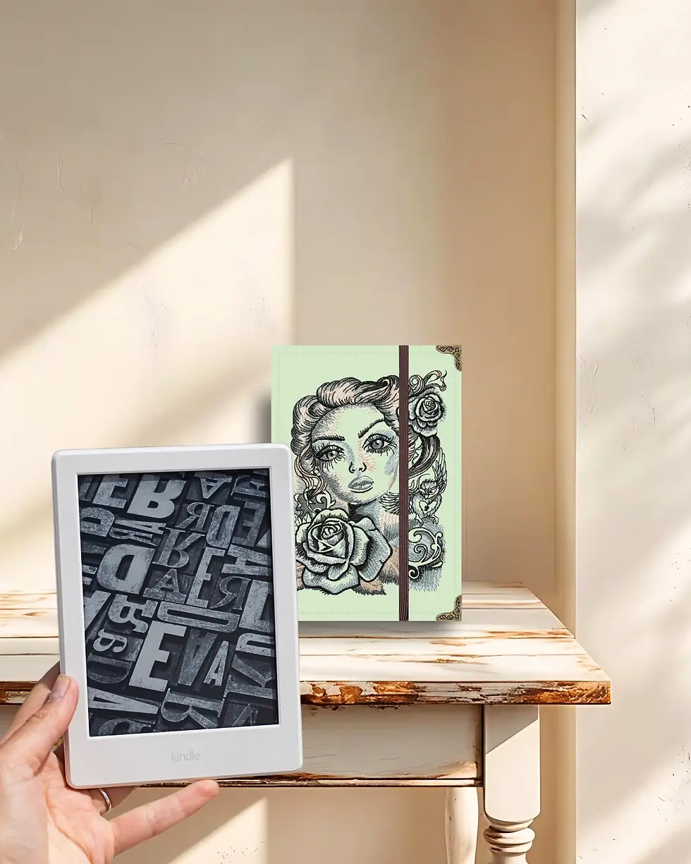 Miniatura: Capa para Kindle em tecido com bordado temático da deusa Perséfone.