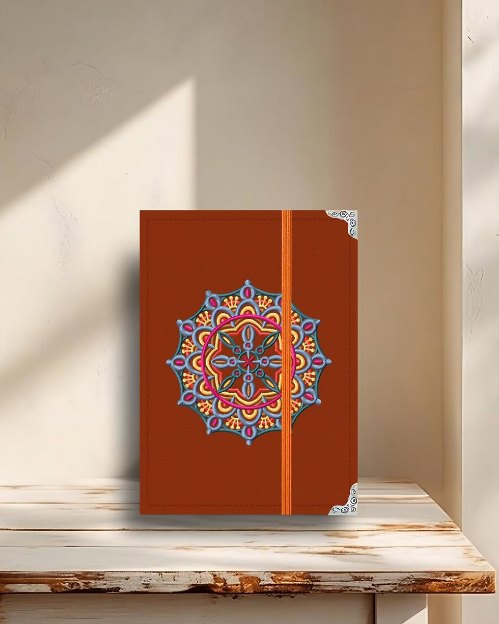 Miniatura: Capa para Kindle em tecido estruturado mandala fundo terracota