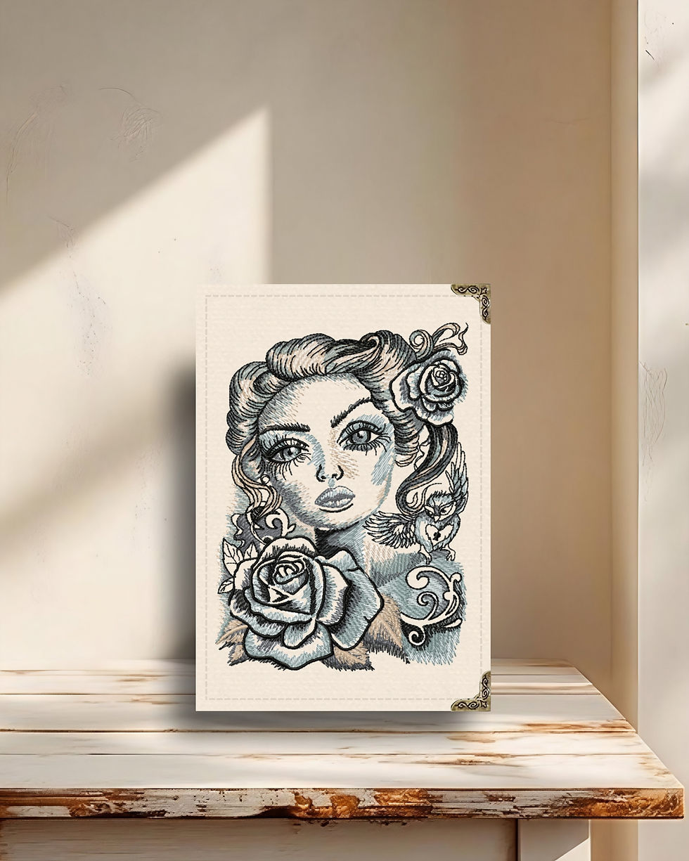 Miniatura: Capa para Kindle em tecido estruturado bordado temático deusa Perséfone.