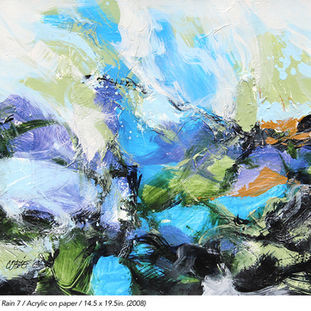 Vibrant abstract acrylic painting titled 'Memories of Rain 7'.