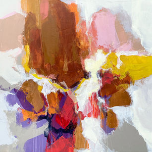 Abstract art with bold brushstrokes in various colours against white background