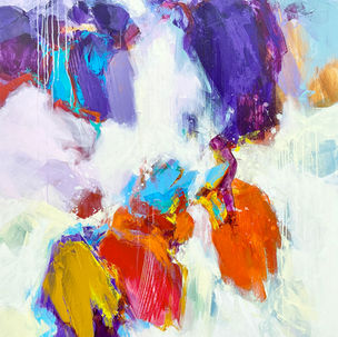 Abstract art of vibrant, layered colours, textured background. 