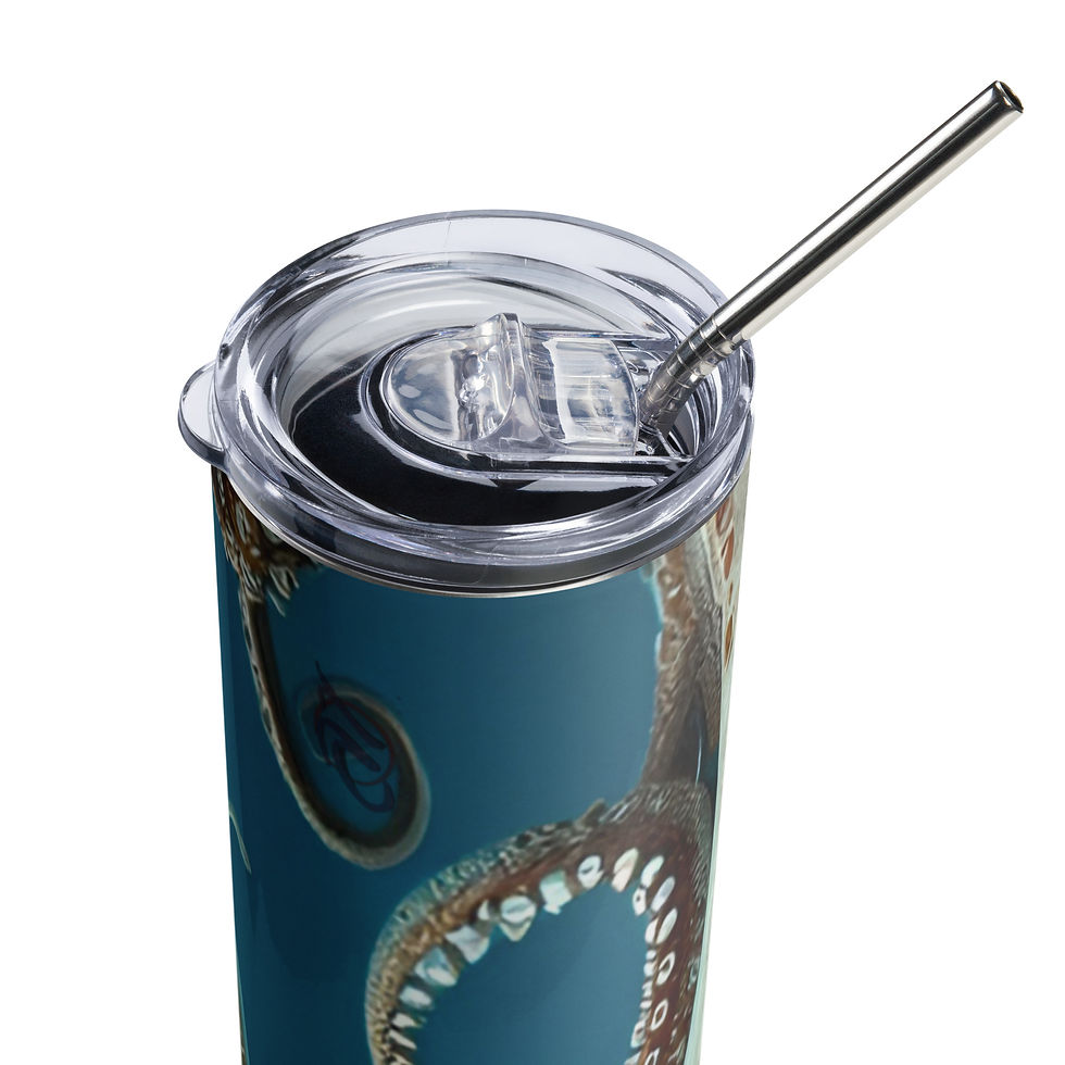 “Sharkfins and Suckers” stainless steel tumbler