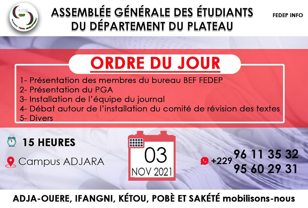 INVITATION A UNE ASSEMBLÉE GÉNÉRALE 