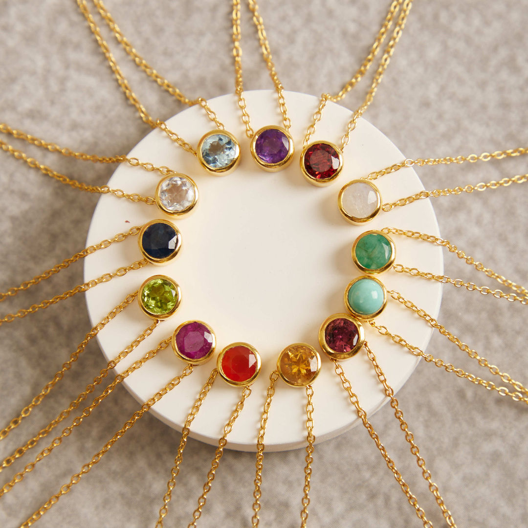 5mm Natural Dainty Birthstone Necklaces
