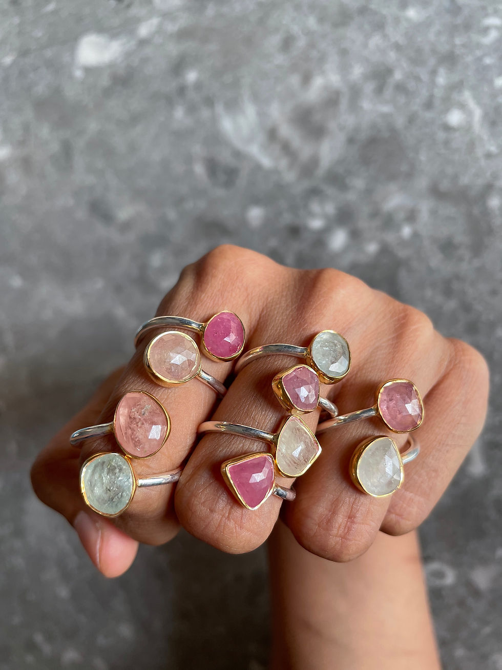 Thumbnail: Multi Sapphire 2-Stone Ring