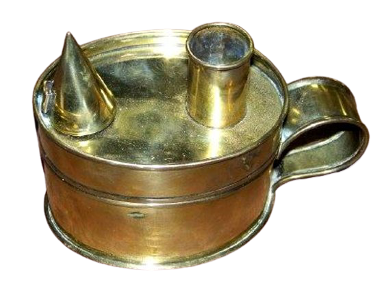 BRASS TINDER BOX WITH CANDLE HOLDER