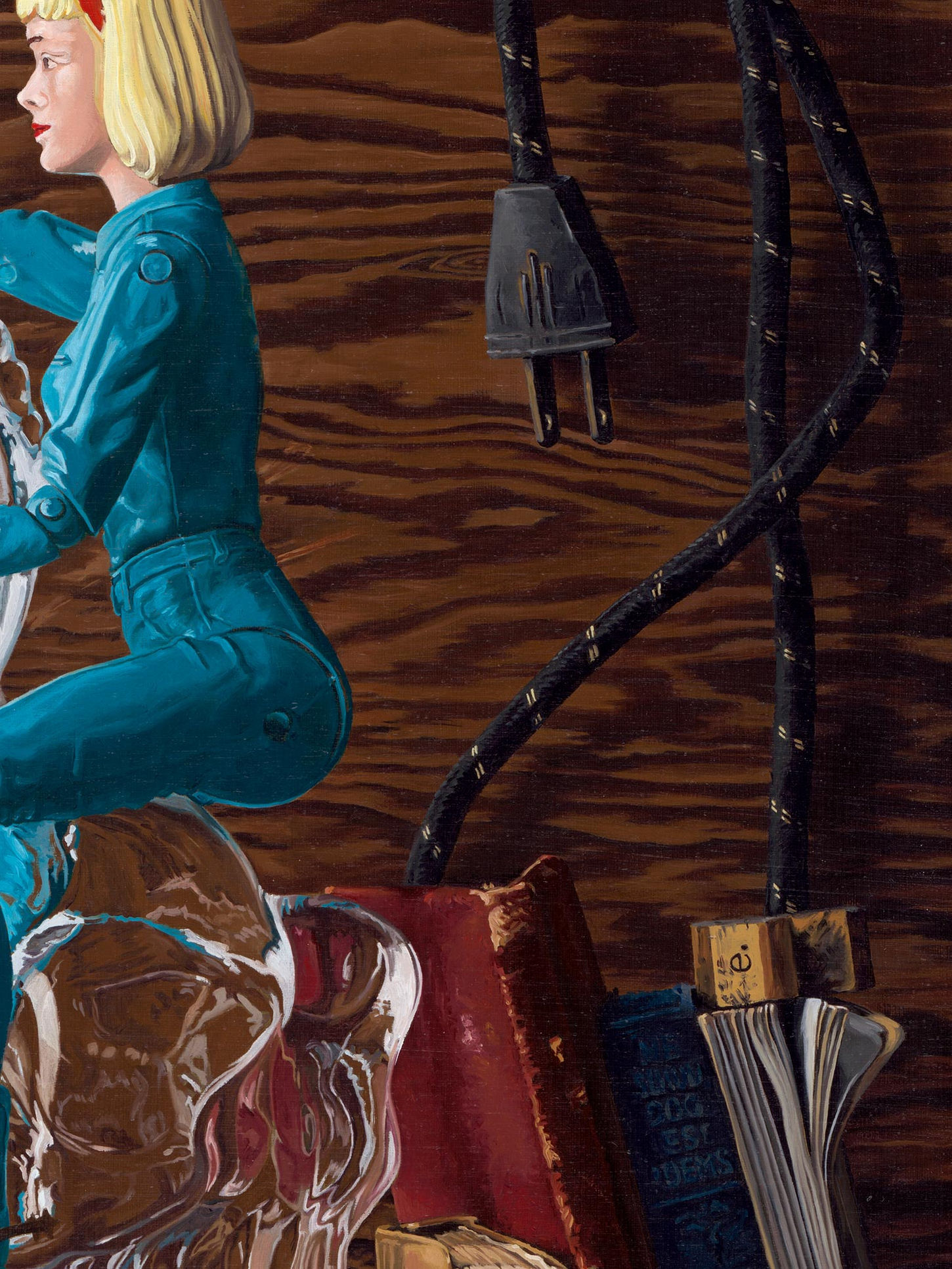Detail of a hyperrealistic oil painting, titled Escape.