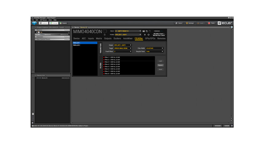 Ecler MIMO4040CDN 40x40 Dante Digital Audio Matrix