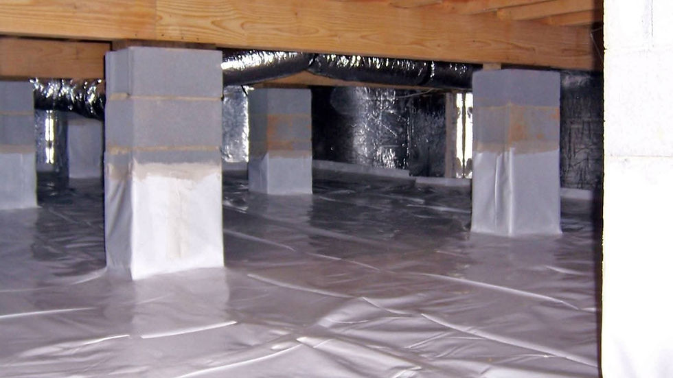 Clean crawlspace vapor barrier