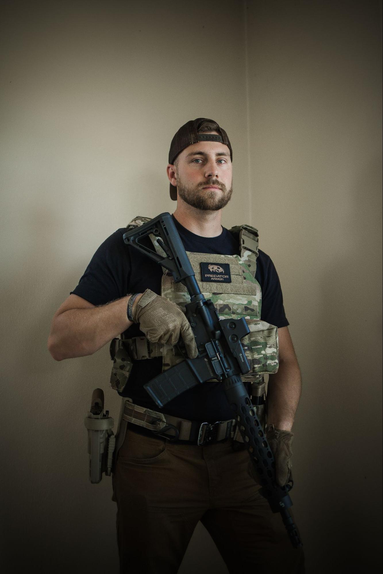 Guy wearing body armor kit
