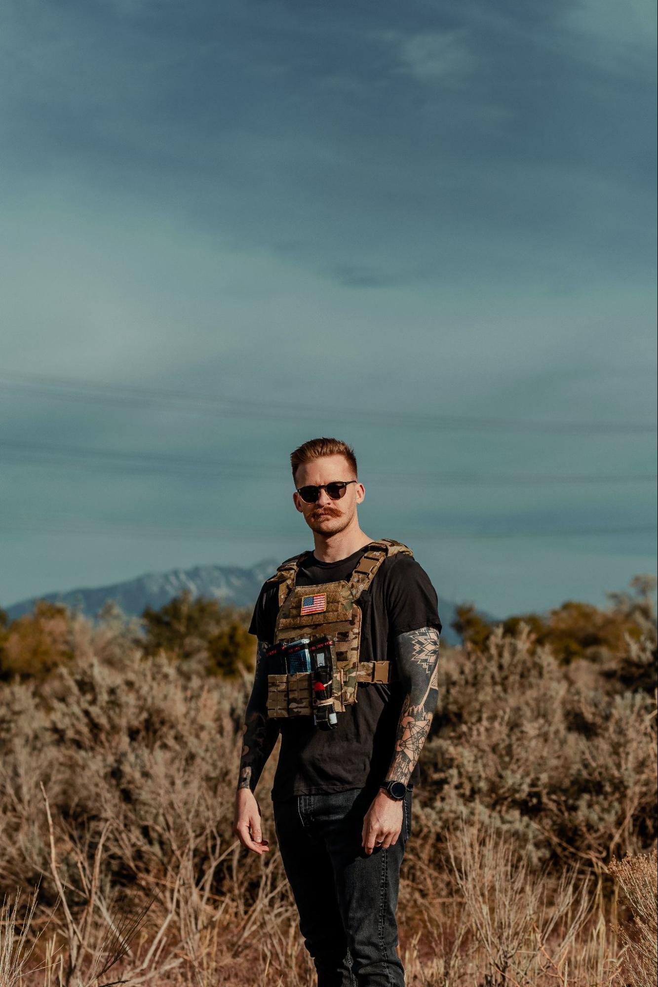 Man wearing level 4 body armor