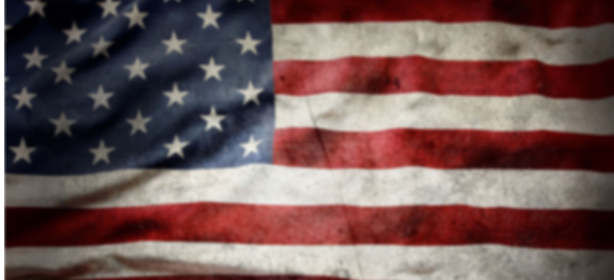American Flag waving in the wind.