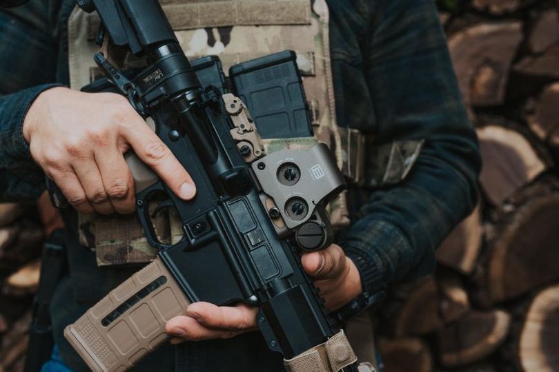 AR15 Rifle with red dot sight