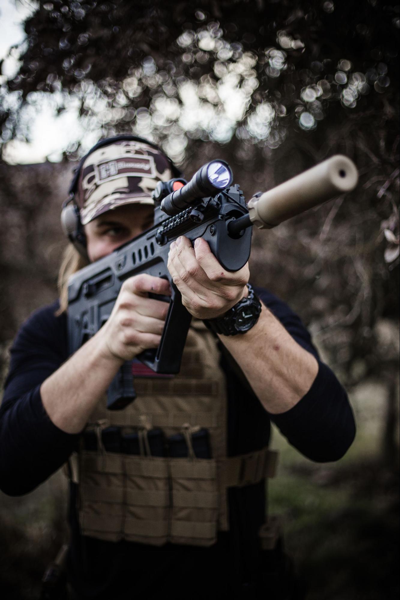 Rifle with a suppressor