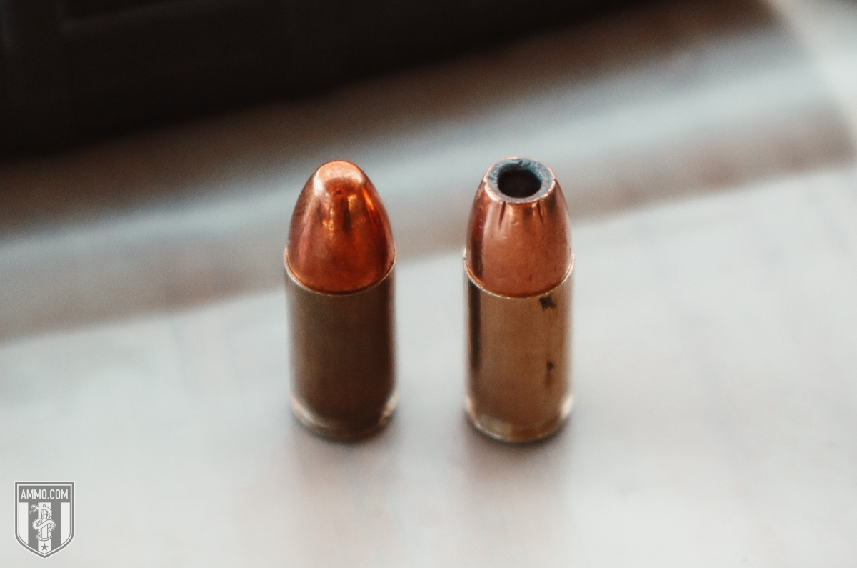 FMJ vs hollow point pistol round