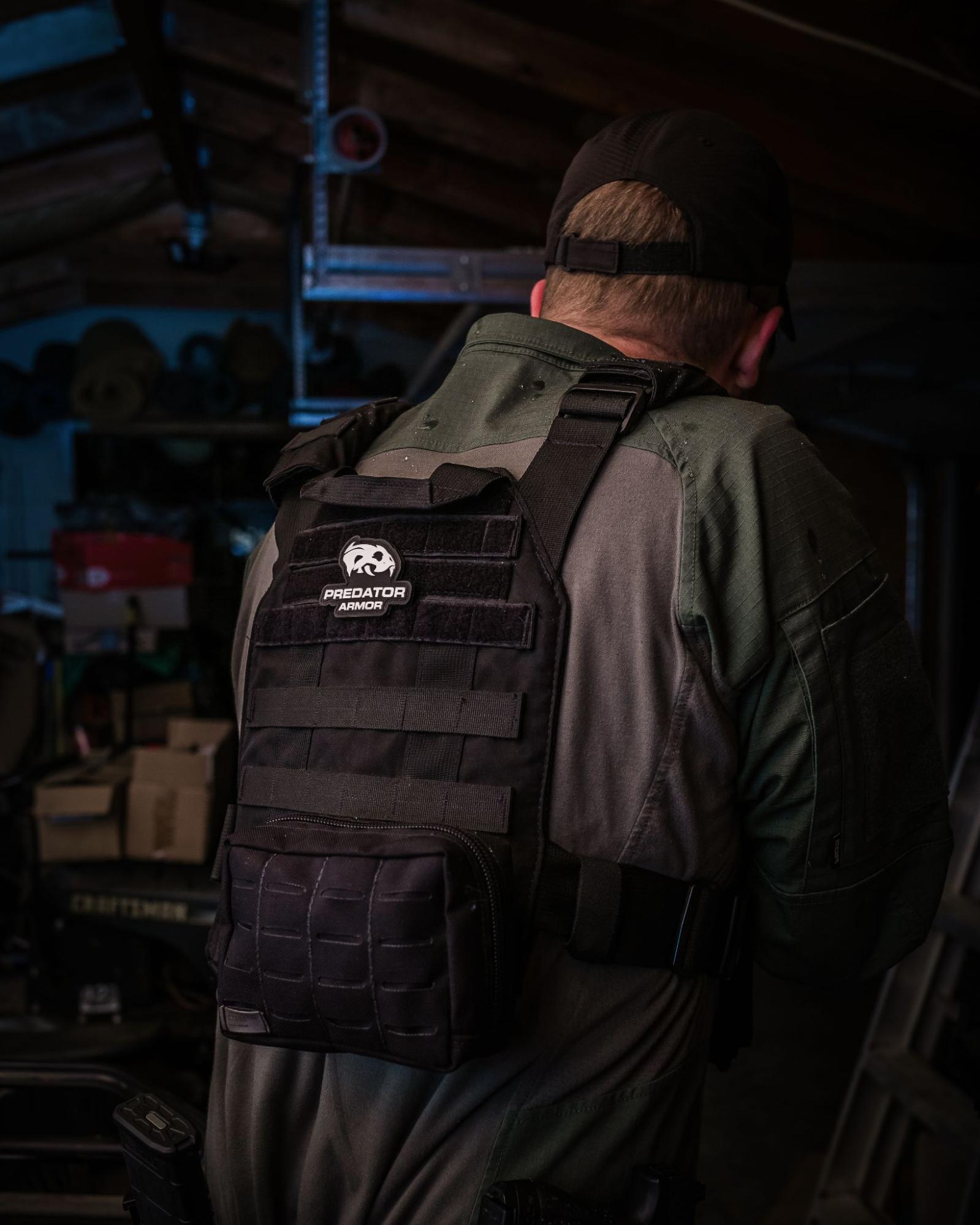 Man wearing plate carrier and body armor