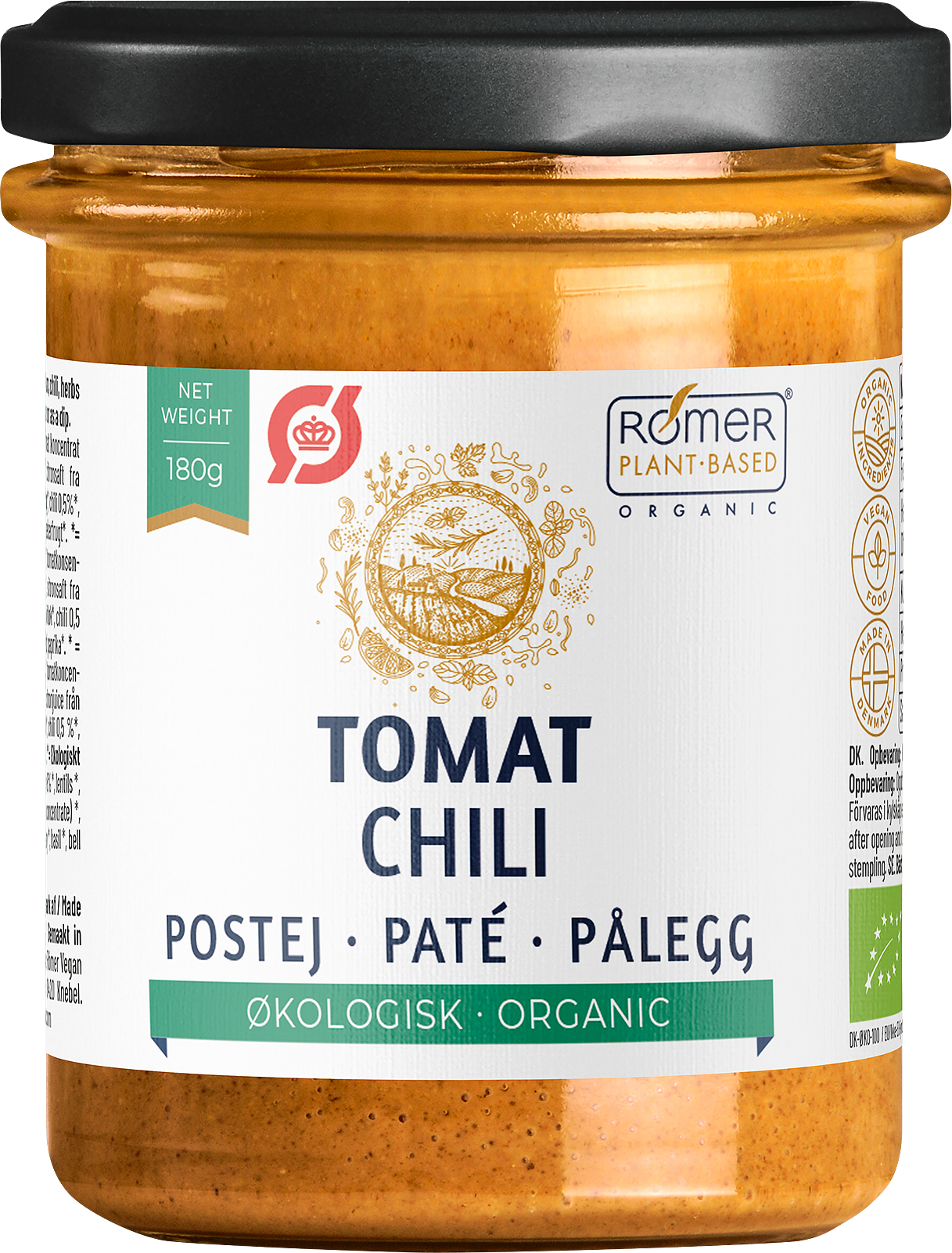 Postej Paté Pålegg - Chili & Tomat - Økologisk