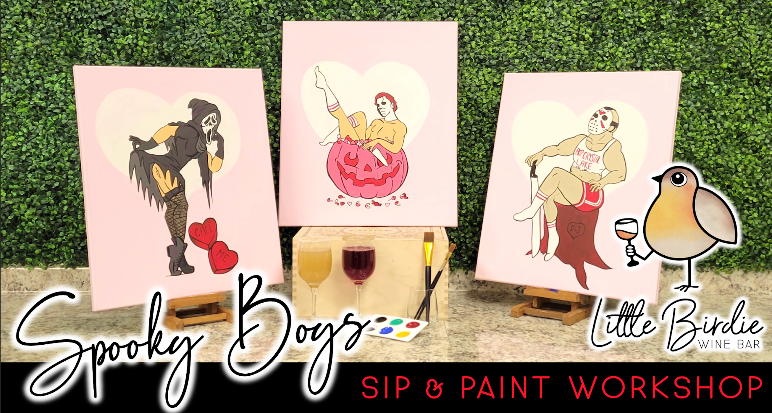 Pin Up Spooky Boys | Canvas Sip & Paint Workshop (10/17 @ 3PM)