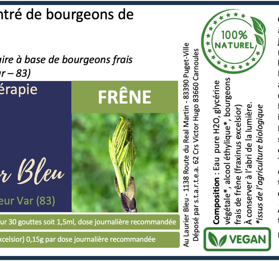 Etiquette du macérat de bourgeons de frêne
