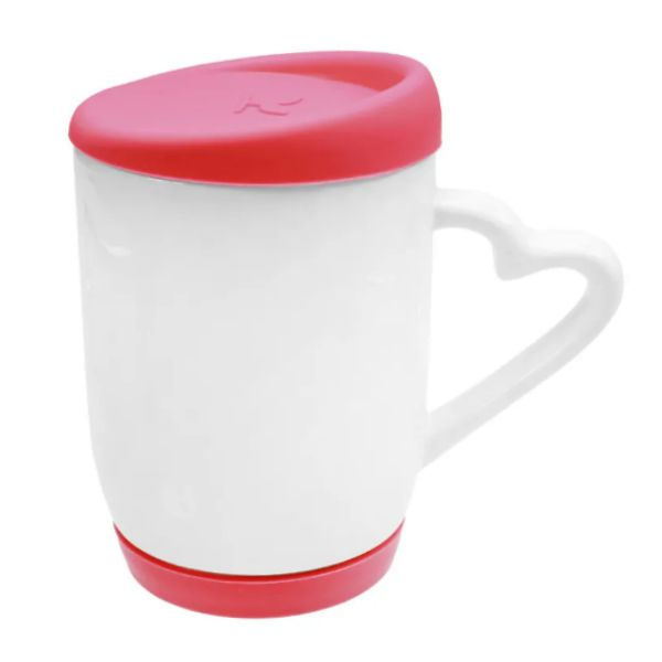 Caneca Coração Tampa Silicone