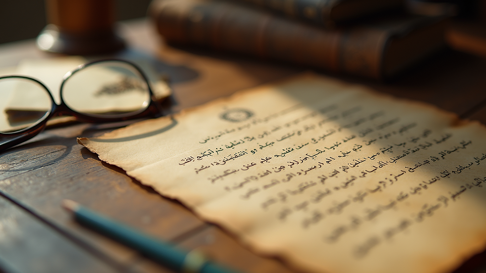 Close-up view of an Ottoman-era official letter with Arabic script