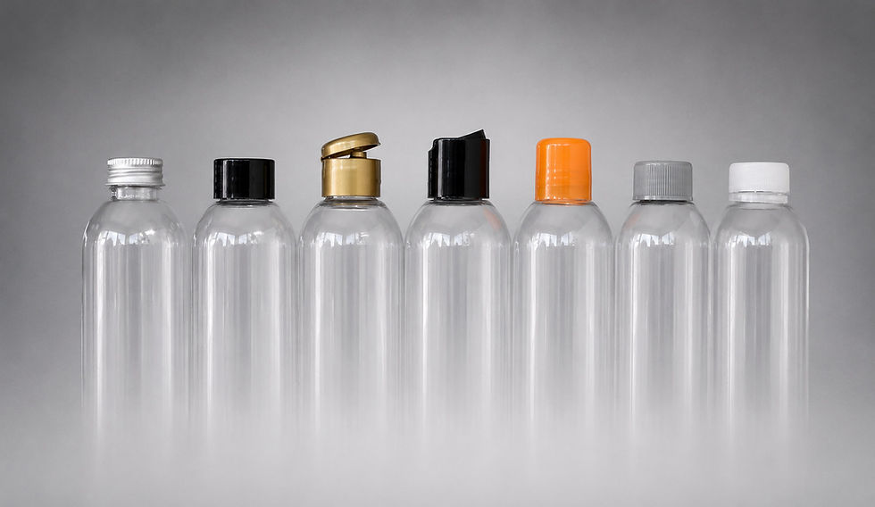 Selection of various 24 mm closures for plastic bottles