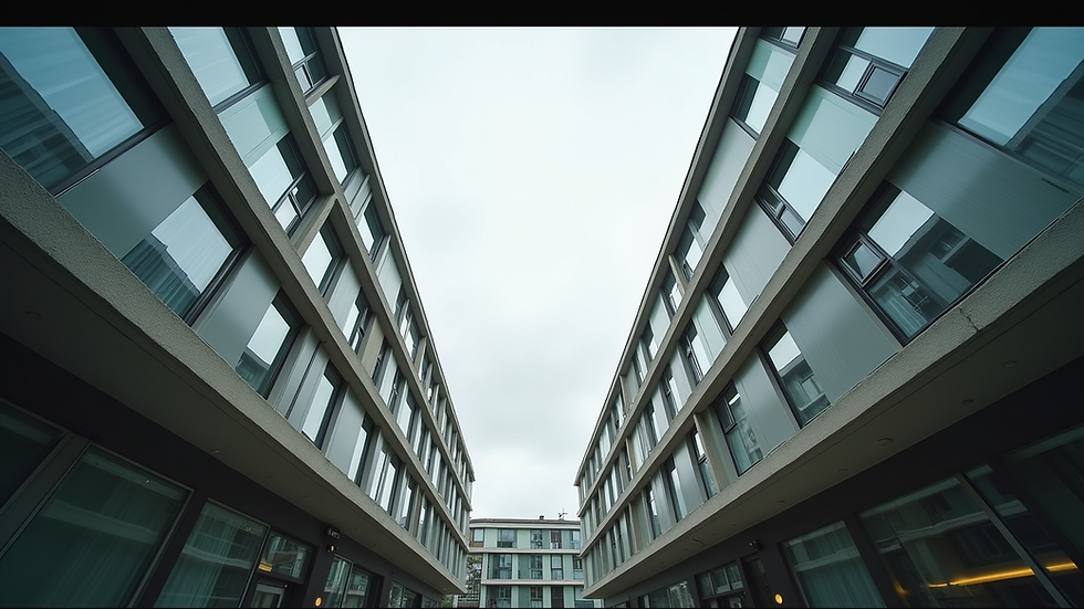 Eye-level view of a modern residential building
