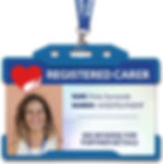 Carer ID shown inside a holder with lanyard optionally available to purchase