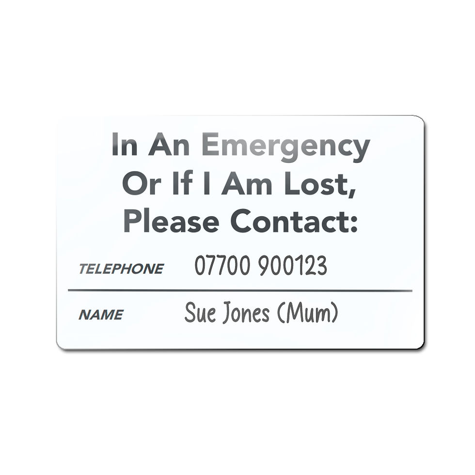 Thumbnail: Kid's driving licence rear product image showing ICE emergency data