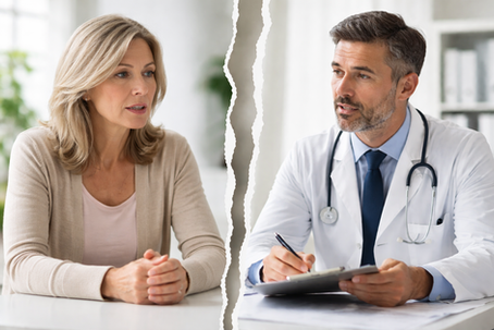 A female patient, consulting with her doctor appears to have a disagreement.