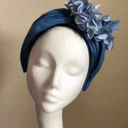 Silk Headband with blue Hydrangea 